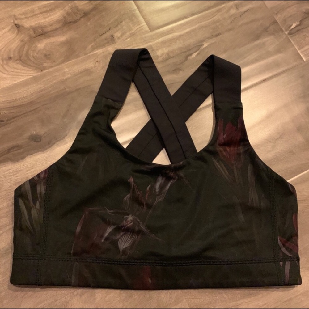 Lululemon sports bra All Sport black and floral.